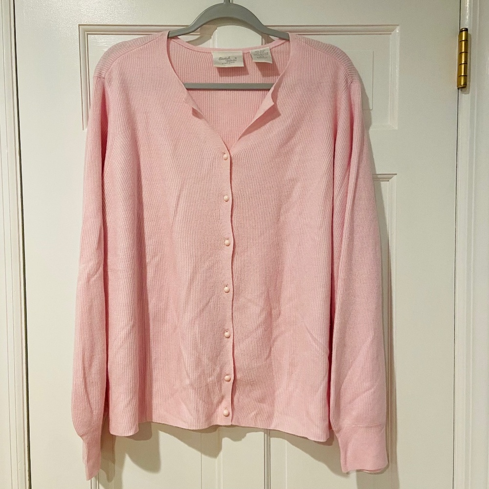 Elisabeth Williams by Blair Pink Acrylic Cardigan Sweater – Size XL